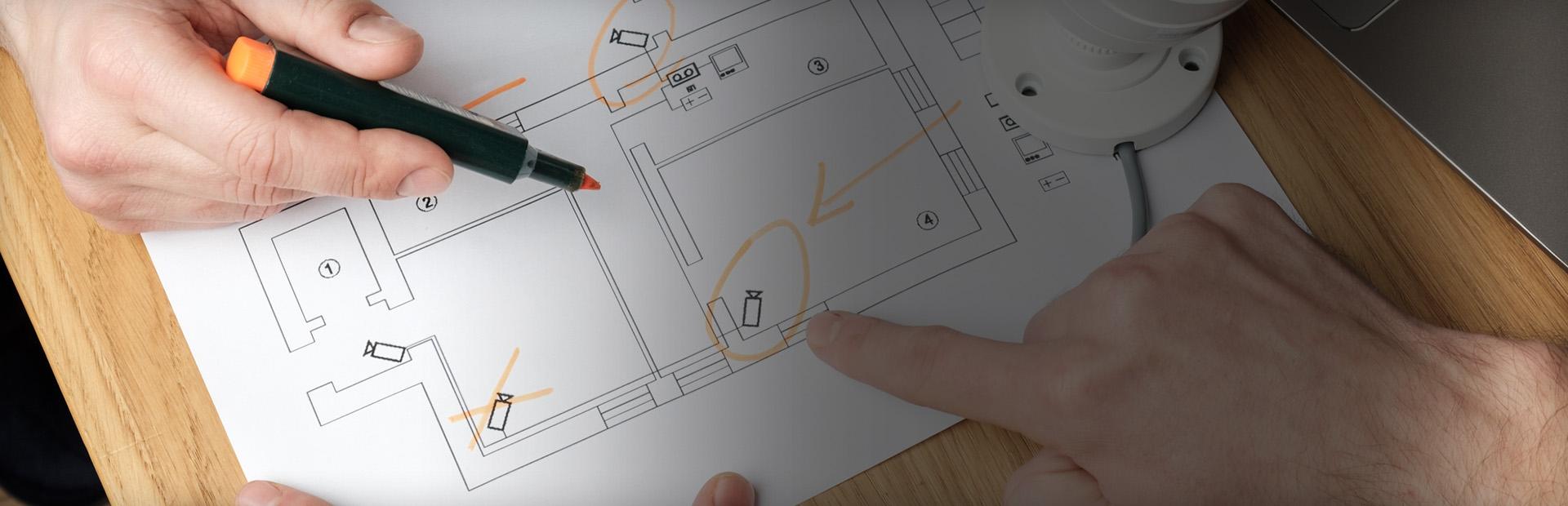 Plan z rozmieszczonymi kamerami